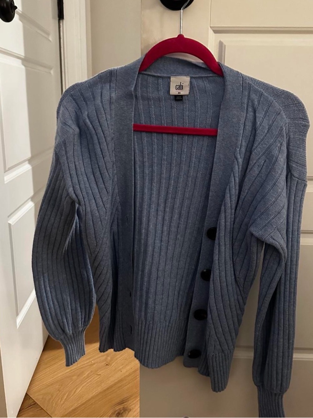 Cabi Blue Ribbed Button Cardigan - Picture 2 of 4